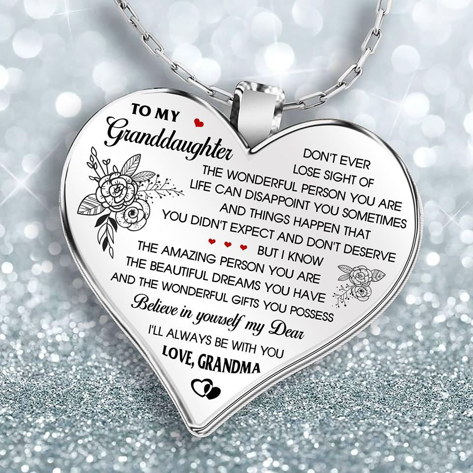 To my granddaughter Heart pendant necklace
