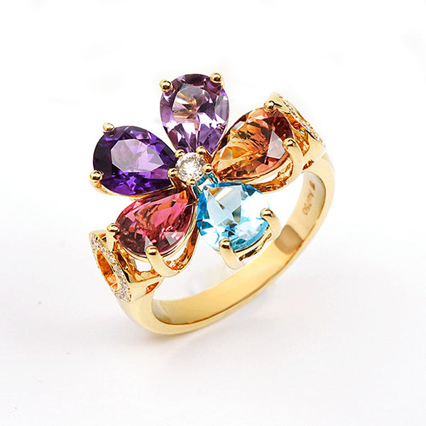 S925 Colored diamond ring