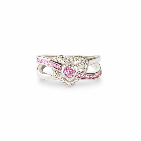 MOM & DAUGHTER INFINITY HEART WITHIN HEART RING