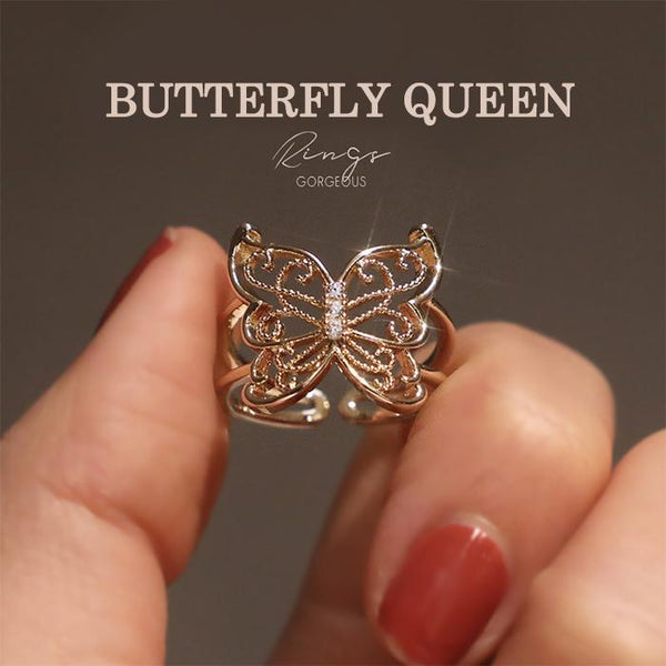 Vintage Baroque Openwork Butterfly Queen Ring