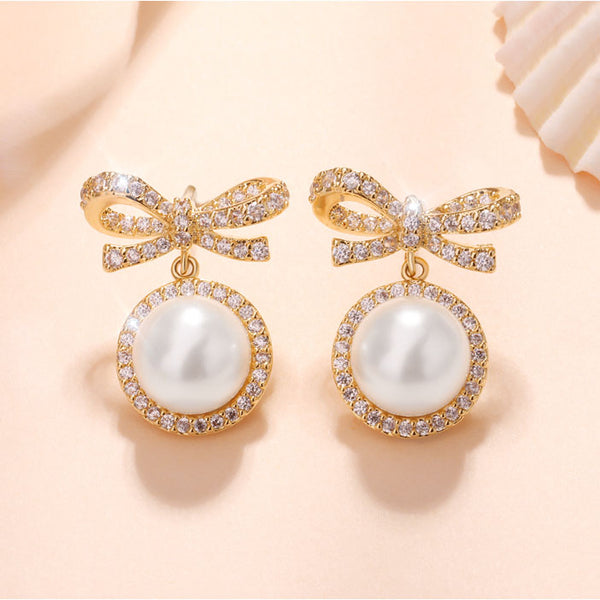 Pearl Bowknot Earrings
