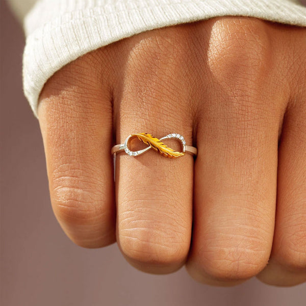 S925 BEST FRIEND FOREVER INFINITY GOLD FEATHER RING