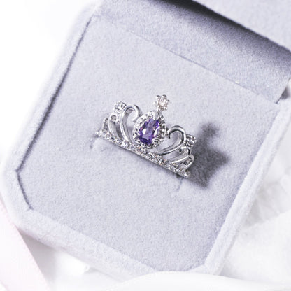 S925 Purple Gemstone Tiara Ring