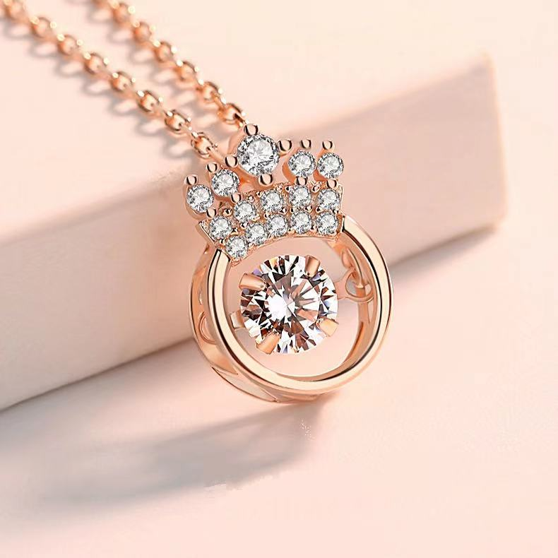 S925 Crown Sparkling Dance Necklace