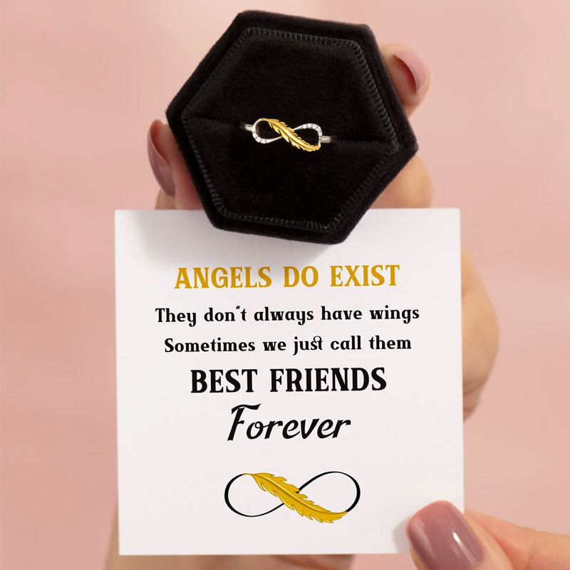 S925 BEST FRIEND FOREVER INFINITY GOLD FEATHER RING