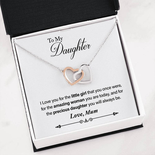 TO MY DAUGHTER - 'I LOVE YOU FOR THE LITTLE GIRL' INTERLOCKING HEARTS NECKLACE