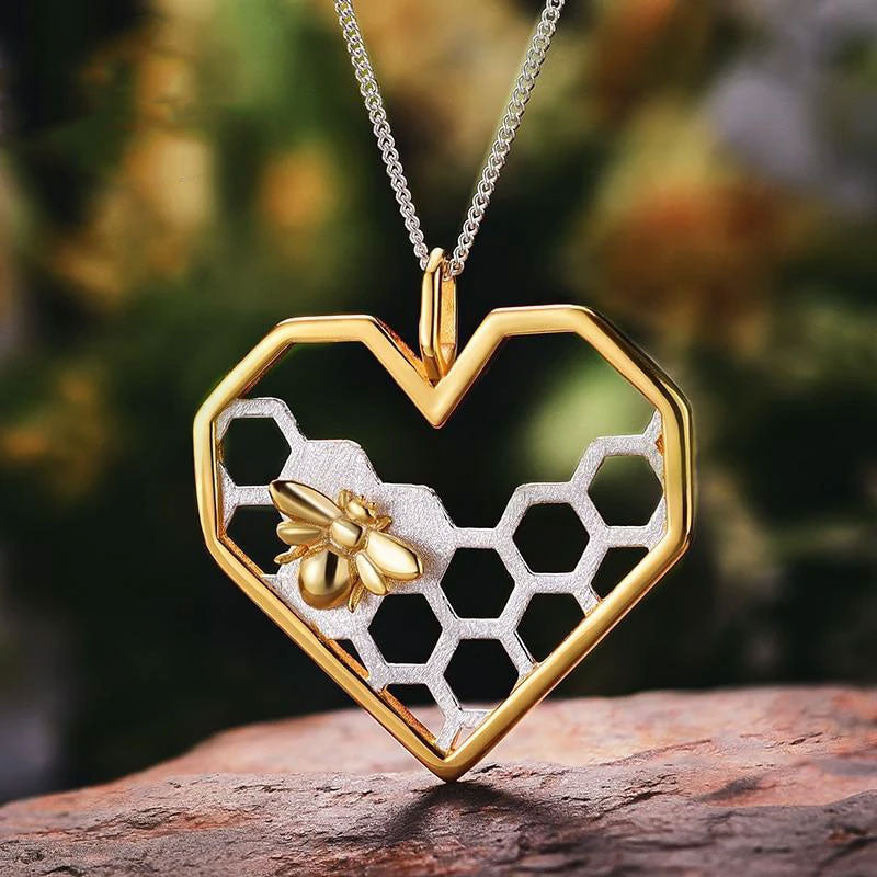 S925 LOVE HEART HONEYCOMB NECKLACE