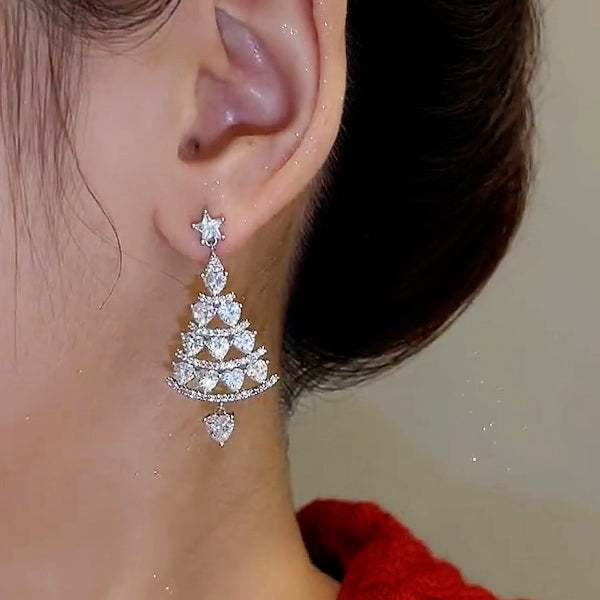 Sparkling Cubic Zirconia Christmas Earrings