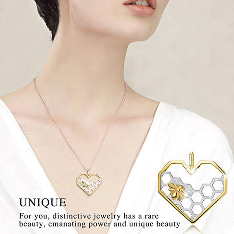 S925 LOVE HEART HONEYCOMB NECKLACE