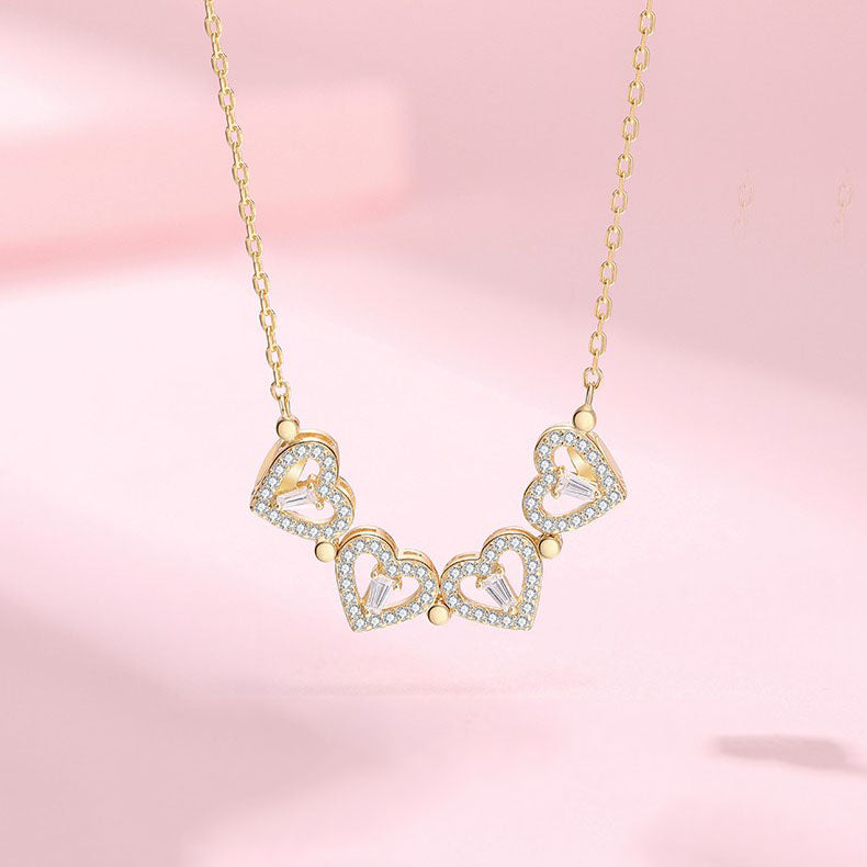 S925 "Heart to Heart" Four Leaf Clover Necklace