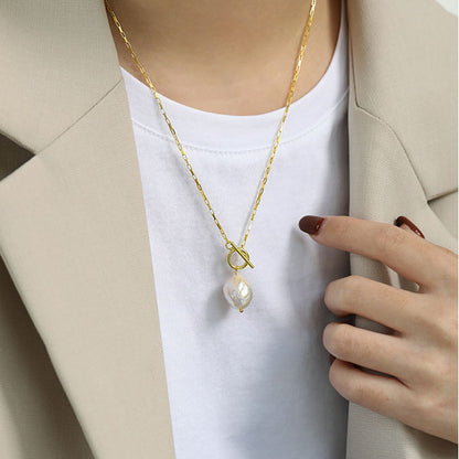 S925 Baroque Pearl Pendant OT Necklace