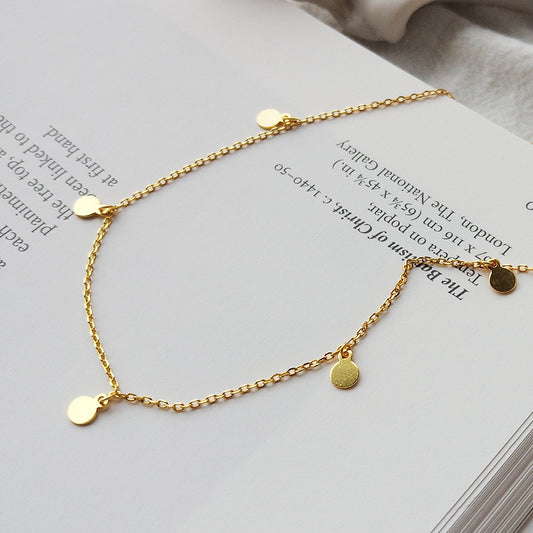 S925 Gold Disc Choker Necklace