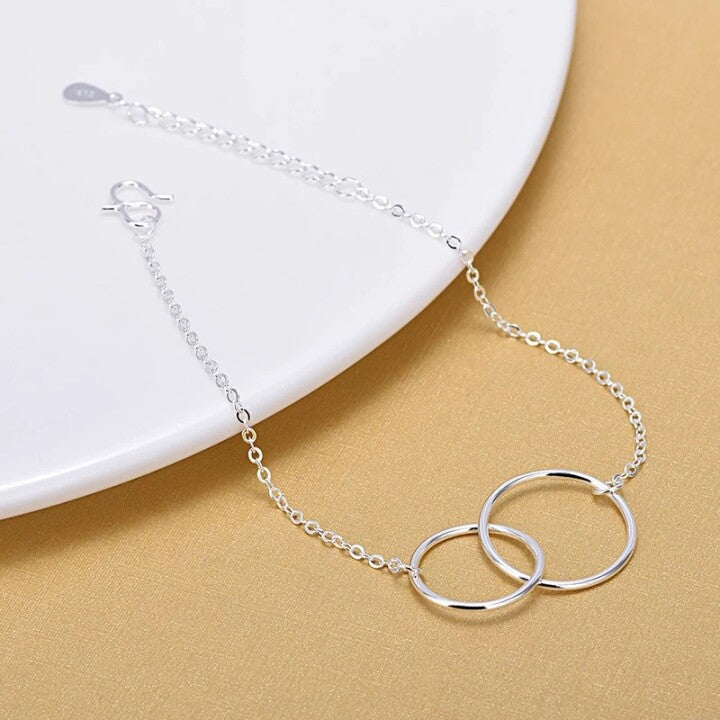 S925 Sterling silver Interlocking Circle Necklace