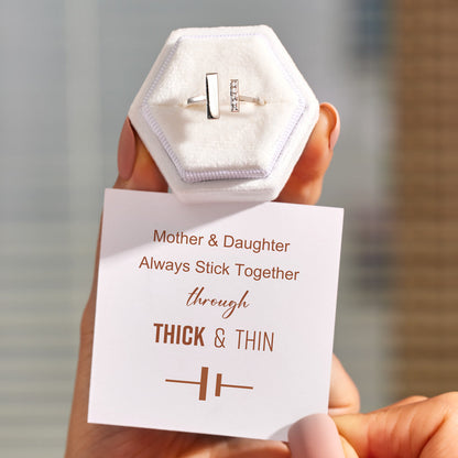 Mother Daughter Thick And Thin Sterling Silver Ring