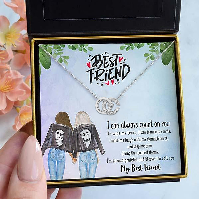 S925 To My Best Friend Joined Hearts Necklace
